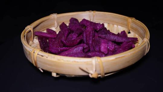 紫薯干紫薯条冻干粗粮零食视频素材模板下载
