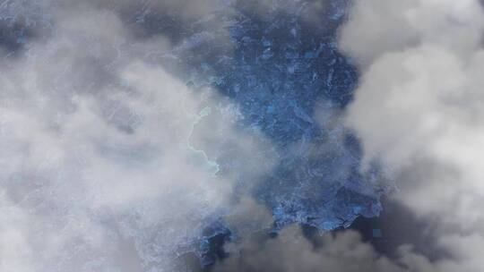 河源市地图-云雾俯冲勾勒轮廓