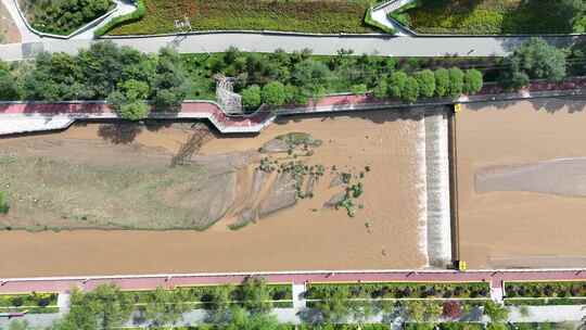 青海西宁南川河风光带中心广场航拍