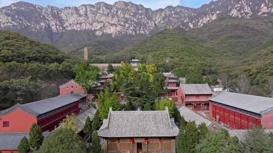 航拍郑州嵩山大法王寺