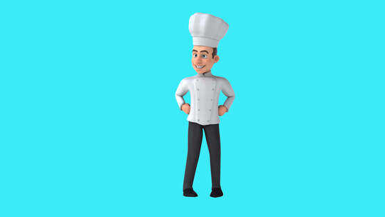 有趣的3D卡通厨师，拇指上下（包括alp