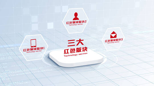 无插件-三大简洁红色党政分类结构组织架构