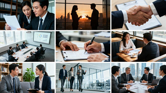 商务成功人士洽谈合作 职场精英团队协作
