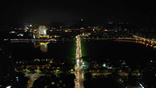 广东惠州城市夜景灯光航拍