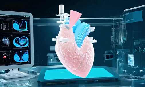 高科技实验室中的3D心脏模型展示