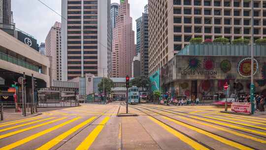 香港红绿灯人行道_香港必打街_香港车流视频素材模板下载