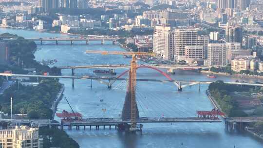中国广东省广州市金沙洲广佛大桥视频素材模板下载