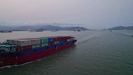 海运货船集装箱运输船视频素材模板下载