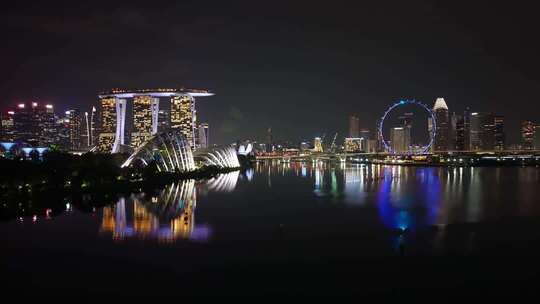 新加坡城市夜景全景
