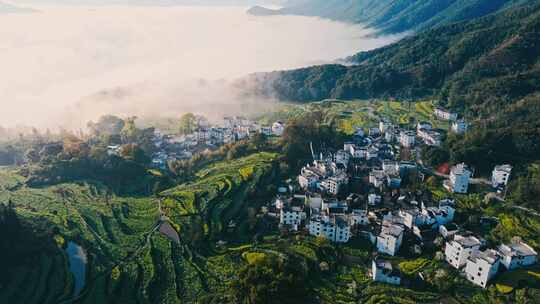 航拍美丽乡村山村