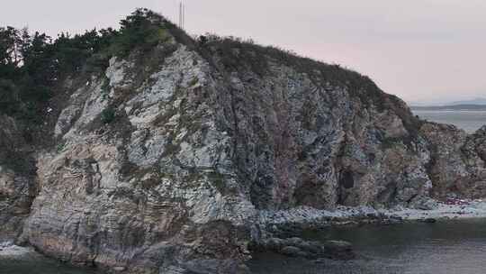 航拍山东省威海市高区小石岛景区自然风光