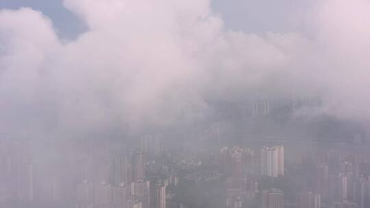 雨后云雾下的重庆山城航拍素材