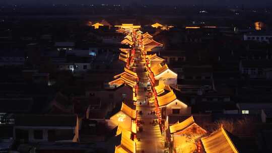 航拍 夜景 晚上  古城 航拍古城 邯郸广府城