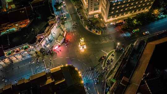 福建泉州钟楼夜景航拍城市地标