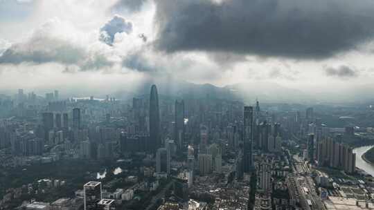 深圳罗湖航拍丁达尔效应延时宣传片