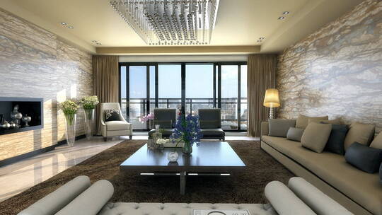 地产三维欧式客厅  客厅 欧式客厅 户型视频素材模板下载