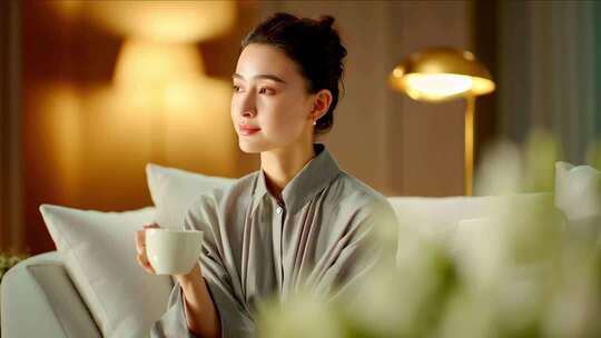 优雅女性居家日常 暖光下的静谧时光