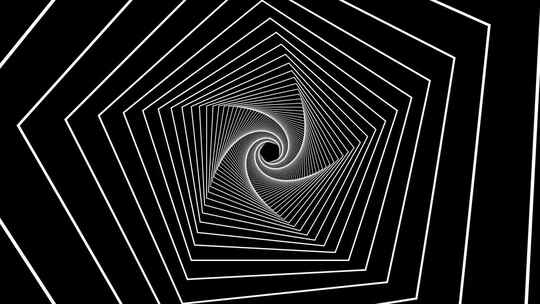 极简黑白点线条几何空间五边形图形视频素材