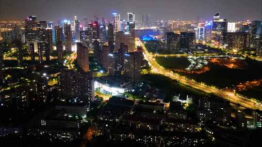 浙江省杭州市上城区钱江新城钱塘江两岸夜晚