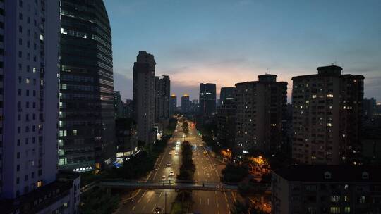 上海虹桥路夜景航拍视频素材模板下载