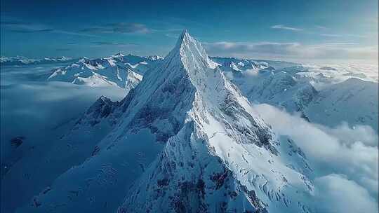 唯美雪山航拍延时日照金山日出云海风景ai