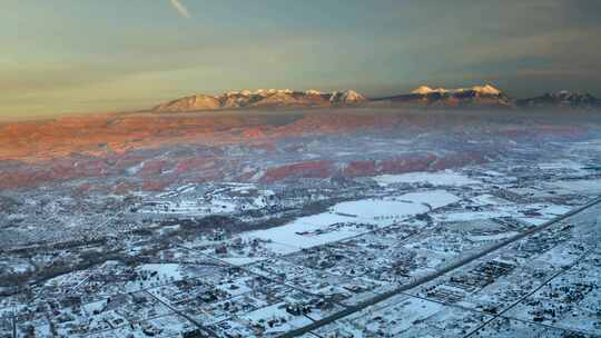 犹他州，山谷，地平线，雪地