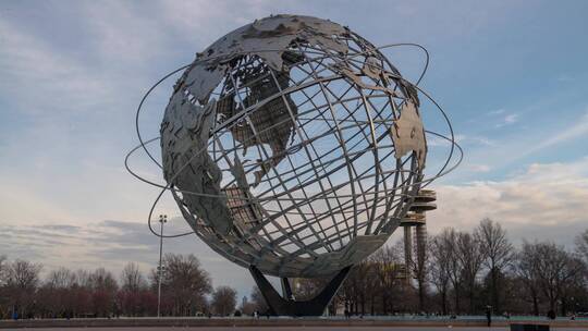 纽约地球雕塑日转夜景观延时