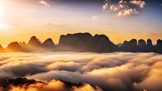 航拍张家界风景区日出云海