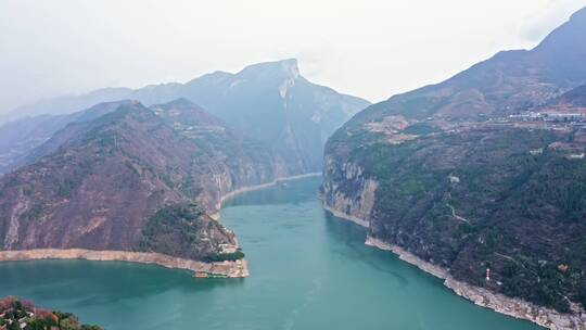 重庆奉节县瞿塘峡夔门白帝城航拍实拍视频