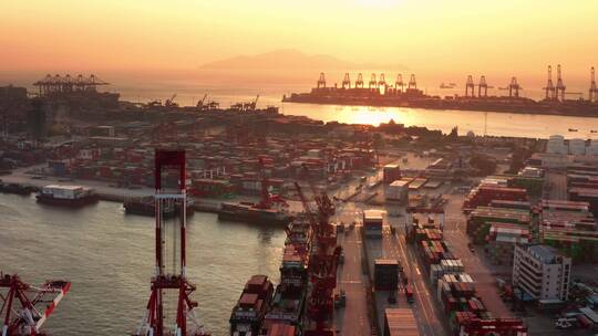 港口货运物流码头运输海港视频素材模板下载