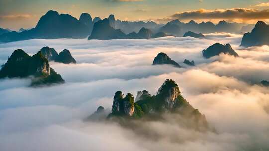 山峦云海壮美全景