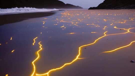 海滩夜光藻自然景观