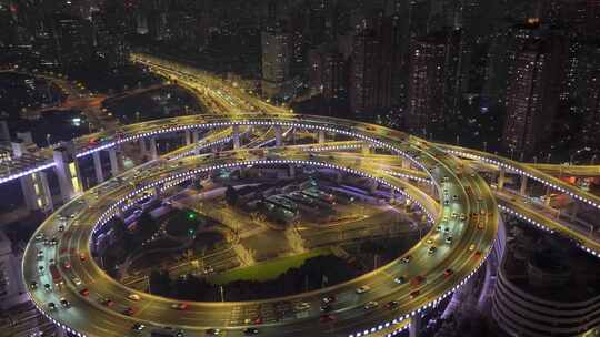 上海 南浦大桥车流延时 夜景航拍