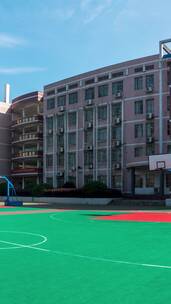 校园篮球场运动场所无人空镜4k竖版视频