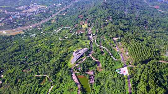 成都龙泉山城市森林公园高空栈道观景台航拍