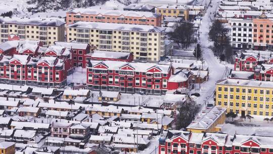 东北雪乡雪后小镇全景俯瞰