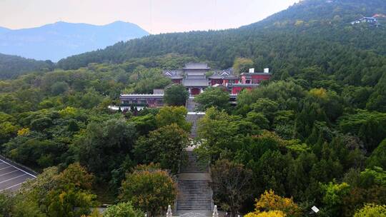 航拍山东济南著名景点千佛山风景区