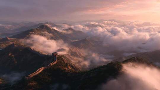 古长城万里长城航拍云海长城日出长城云雾