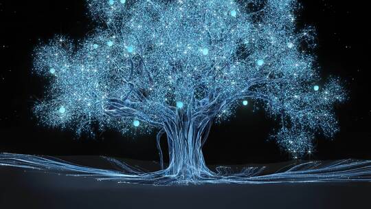 科技树-榕树粒子攀爬4K-素材