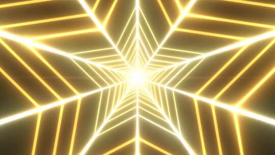 飞翔在闪亮的星星形状无尽的霓虹灯发光3D