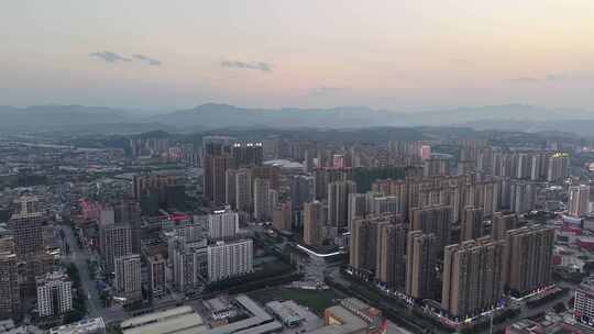 航拍广西百色日落晚霞夕阳