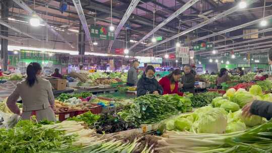 菜市场农贸市场买菜的人视频素材模板下载