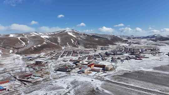 航拍冬天北方冬季 农村雪景