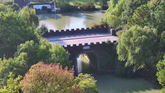 扬州瘦西湖航拍大景空镜