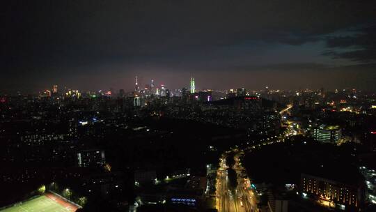 广州天河车流黄昏日落灯光珠江新城夜景