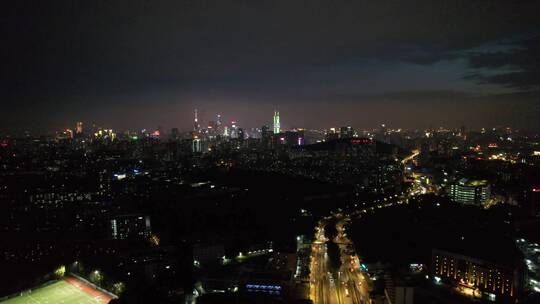 广州天河车流黄昏日落灯光珠江新城夜景视频素材模板下载