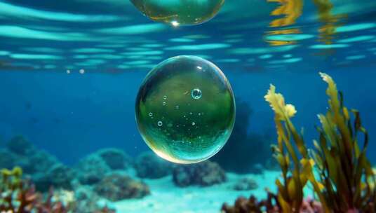 海底上升的气泡素材