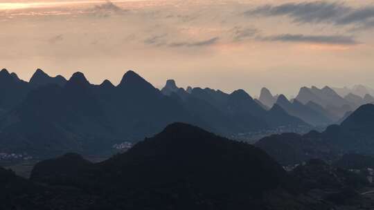 航拍广西桂林山水水墨色彩