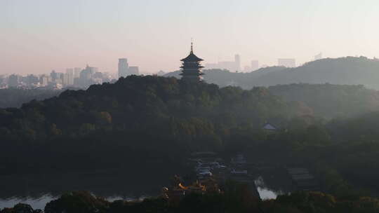 西湖 雷峰塔 晨曦 风景