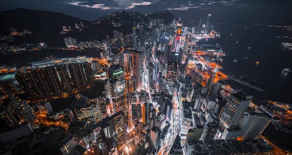 香港夜晚天际线航拍